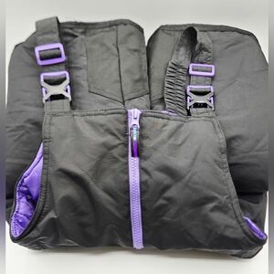 CHAMPION Kid's Snow Overall Pants Zip Up Black Sz 10 / 12